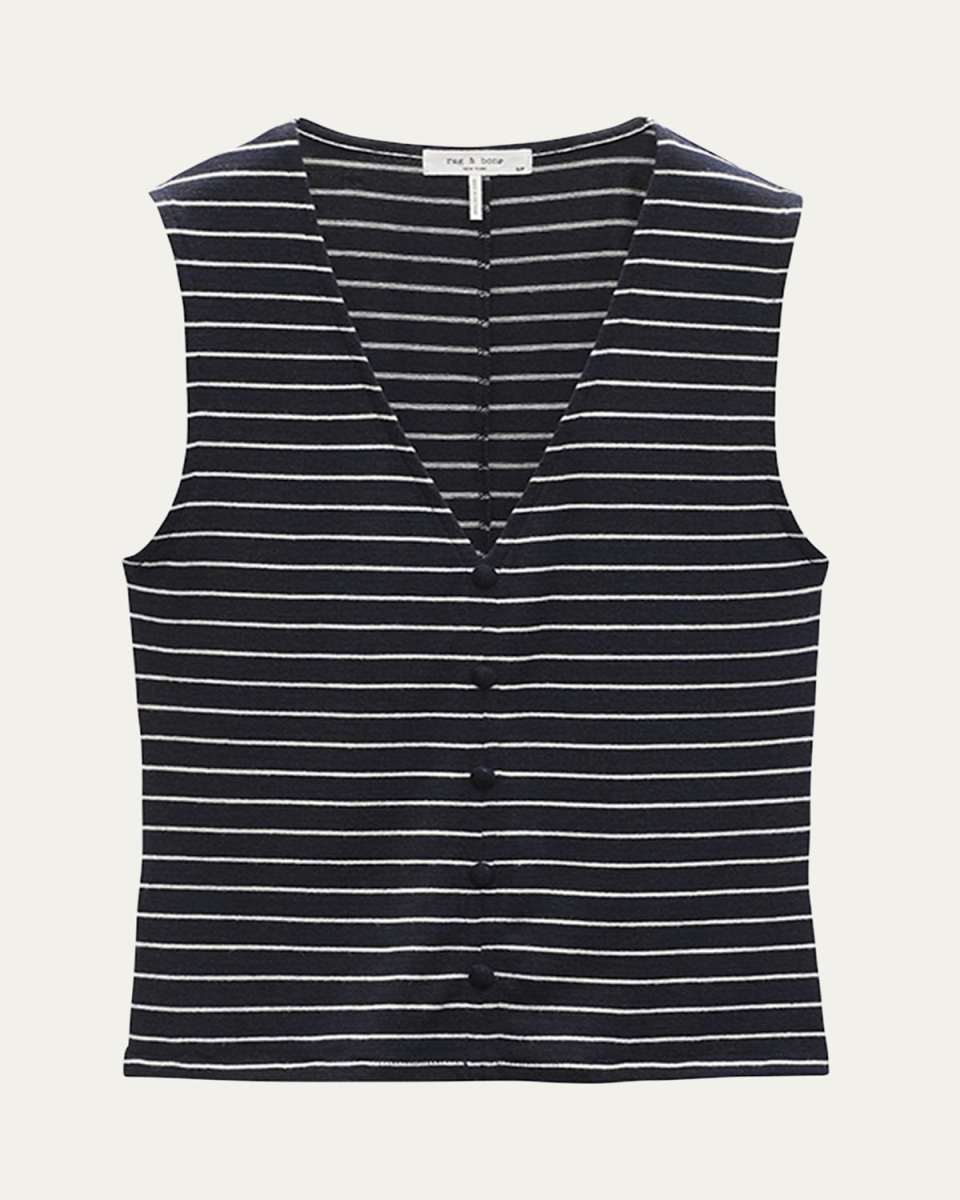 The Knit Stripe Button-Front Tank Top